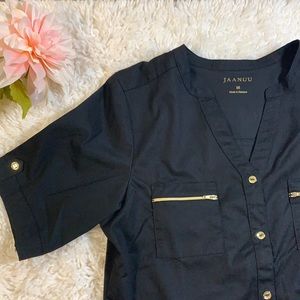 Jaanuu Jolie collection black and gold scrub set